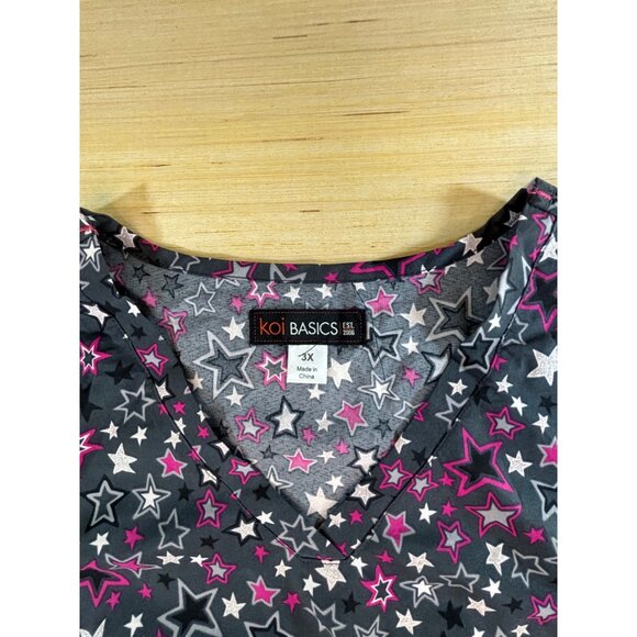 Koi Basics Women size 3X Top V-Neck star scrubs New with tags - Picture 2 of 8